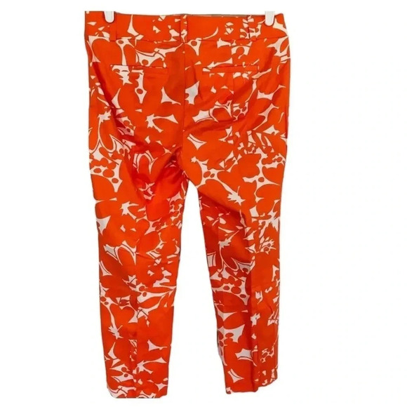 ANN TAYLOR | Carnegie Crop Orange and White Floral Cotton Spandex Pants Size 10 - Picture 3 of 10
